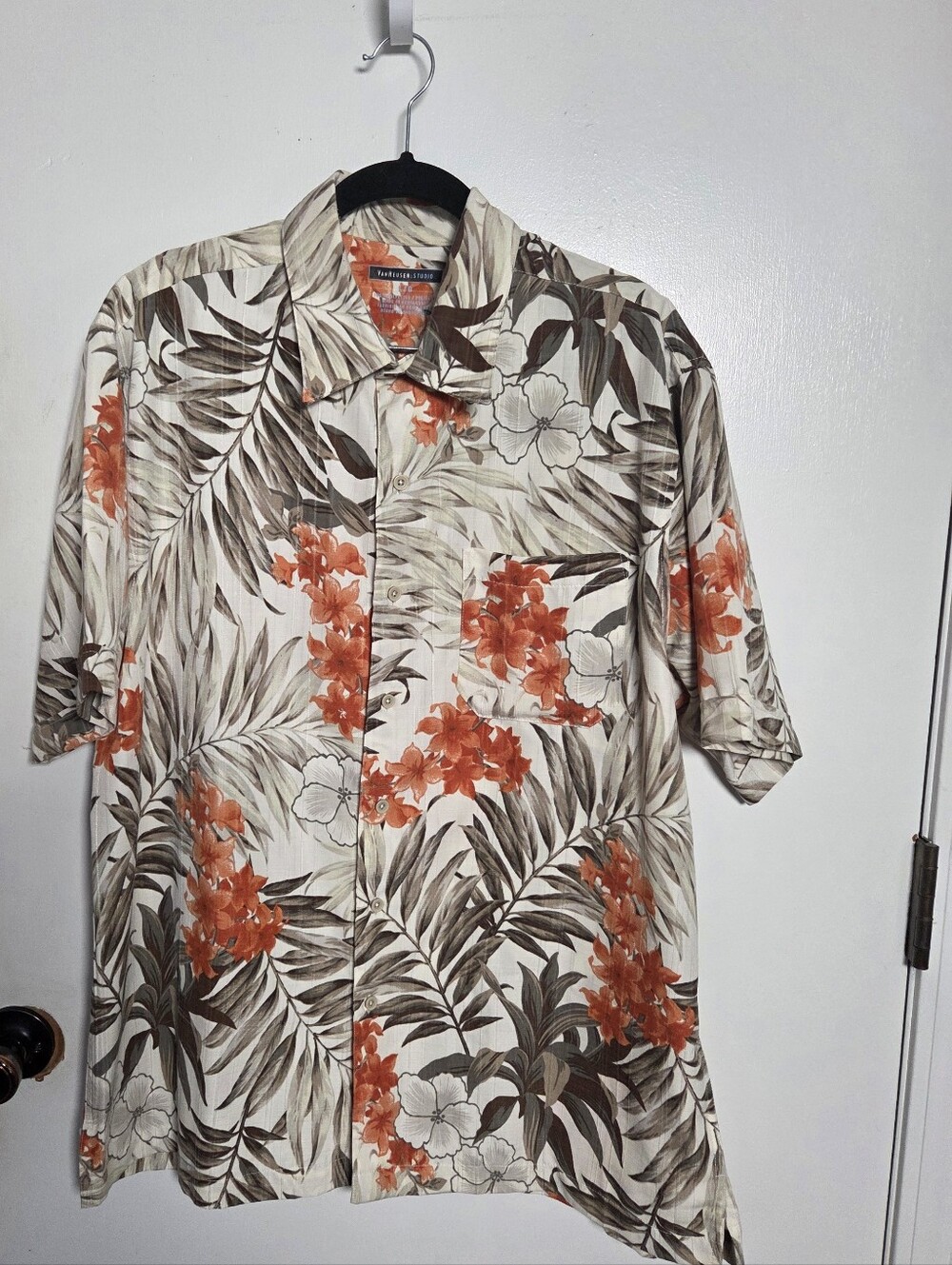 Van Heusen Studio Large Mens Short Sleeve Shirt Dress Hawaiian Casual  Vacation